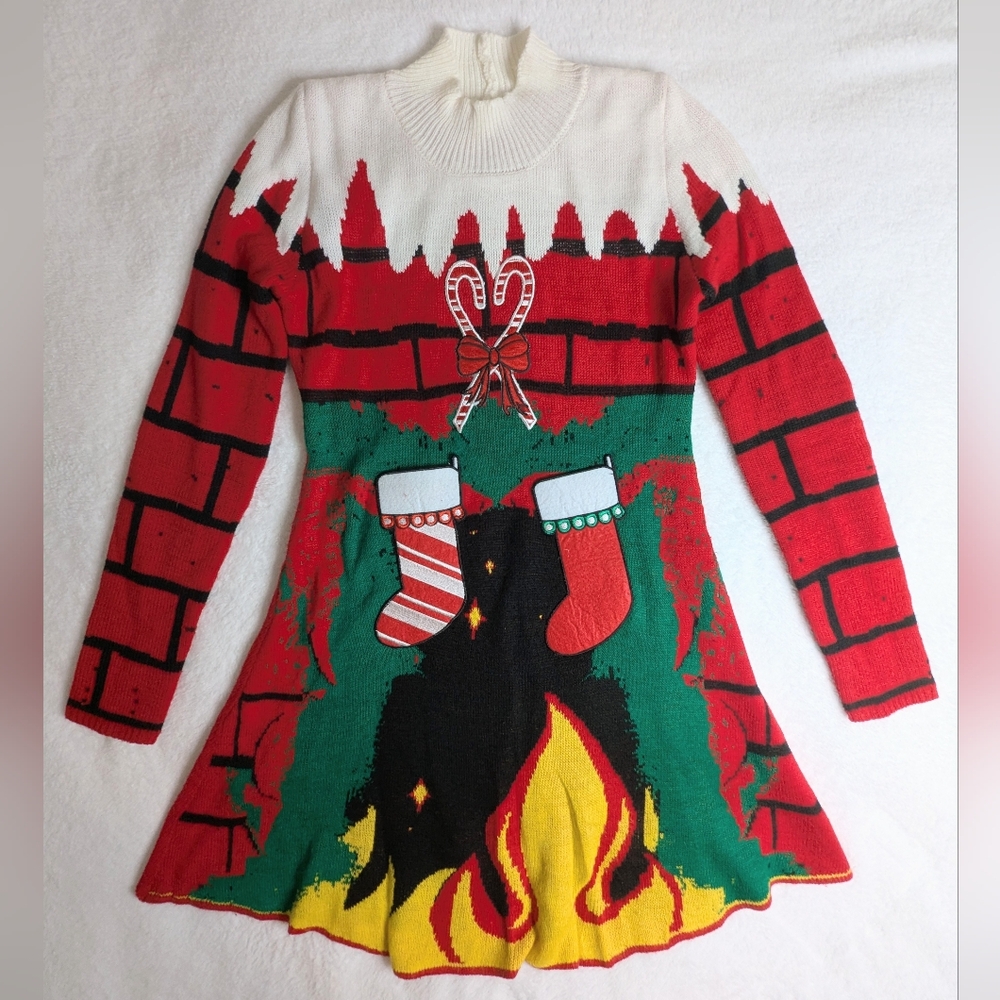 Xhilaration Red and White Knit Christmas Sweater Dress